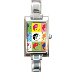 Ying Yang   Rectangular Italian Charm Watch by Siebenhuehner