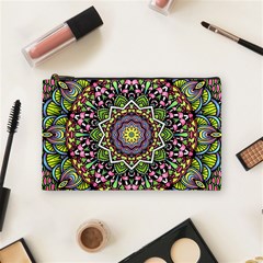 Psychedelic Leaves Mandala Cosmetic Bag (medium) by Zandiepants