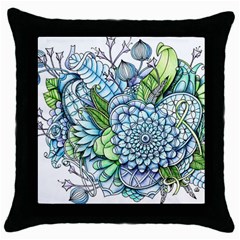 Peaceful Flower Garden 2 Black Throw Pillow Case by Zandiepants