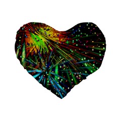 Exploding Fireworks 16  Premium Heart Shape Cushion  by StuffOrSomething