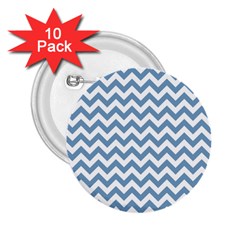 Blue And White Zigzag 2 25  Button (10 Pack) by Zandiepants