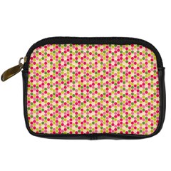 Pink Green Beehive Pattern Digital Camera Leather Case by Zandiepants