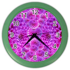 Purple Dahlias Wall Clock (color) by FunWithFibro