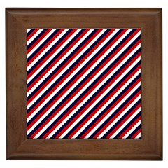 Diagonal Patriot Stripes Framed Ceramic Tile by StuffOrSomething