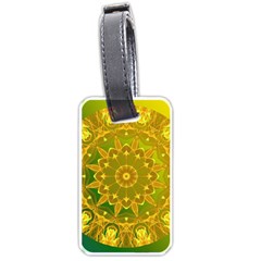 Yellow Green Abstract Wheel Of Fire Luggage Tag (one Side) by DianeClancy