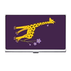 Purple Roller Skating Cute Cartoon Giraffe Business Card Holder by CreaturesStore