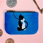 Blue White And Black Cats In Love Coin Change Purse Front