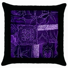 Pretty Purple Patchwork Black Throw Pillow Case by FunWithFibro