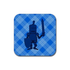 Blue Knight On Plaid Drink Coaster (square) by StuffOrSomething