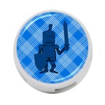 Blue Knight On Plaid 4-Port USB Hub (Two Sides) Back