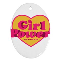 Girl Power Heart Shaped Typographic Design Quote Oval Ornament by dflcprints