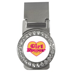 Girl Power Heart Shaped Typographic Design Quote Money Clip (cz) by dflcprints