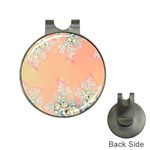 Peach Spring Frost On Flowers Fractal Hat Clip with Golf Ball Marker Front