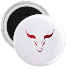 Stylized Symbol Red Bull Icon Design 3  Button Magnet by rizovdesign