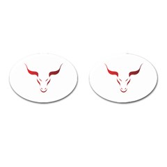 Stylized Symbol Red Bull Icon Design Cufflinks (oval) by rizovdesign