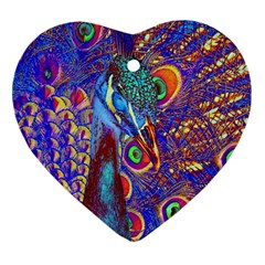 Peacock Heart Ornament (two Sides) by icarusismartdesigns