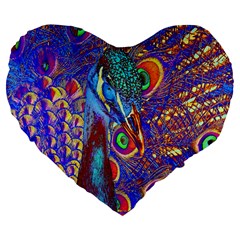 Peacock 19  Premium Heart Shape Cushion by icarusismartdesigns