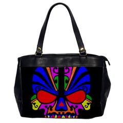 Skull In Colour Oversize Office Handbag (one Side) by icarusismartdesigns