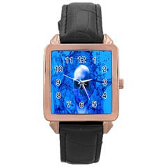 Alien Blue Rose Gold Leather Watch  by icarusismartdesigns