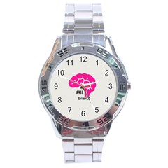 All Brains Leather  Stainless Steel Watch by OCDesignss