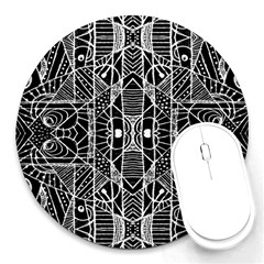 Black And White Tribal Geometric Pattern Print 8  Mouse Pad (round) by dflcprints