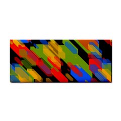 Colorful Shapes On A Black Background Hand Towel by LalyLauraFLM