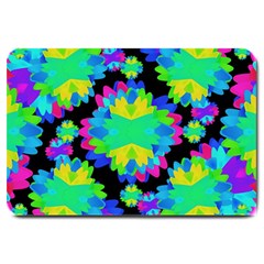 Multicolored Floral Print Geometric Modern Pattern Large Door Mat by dflcprints