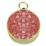 Flowers Pattern Collage in Coral an White Colors Gold Compass Front