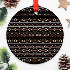 Tribal Dark Geometric Pattern03 Round Ornament (two Sides) by dflcprints