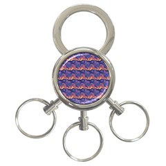 Pink Blue Waves Pattern 3-ring Key Chain by LalyLauraFLM