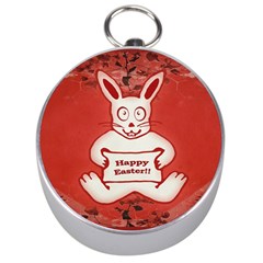 Cute Bunny Happy Easter Drawing Illustration Design Silver Compass by dflcprints