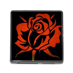 Red Rose Etching On Black Memory Card Reader With Storage (square) by StuffOrSomething