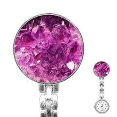 Amethyst Stone Of Healing Stainless Steel Nurses Watch by FunWithFibro