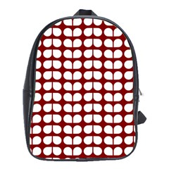 Red And White Leaf Pattern School Bag (xl) by GardenOfOphir