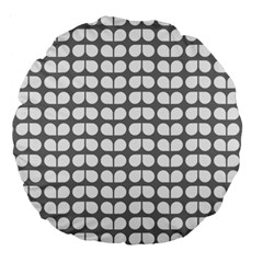 Gray And White Leaf Pattern 18  Premium Flano Round Cushion  by GardenOfOphir