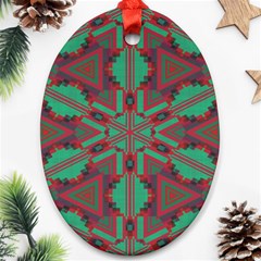 Green Tribal Star Oval Ornament (two Sides) by LalyLauraFLM