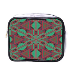 Green Tribal Star Mini Toiletries Bag (one Side) by LalyLauraFLM