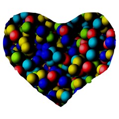 Colorful Balls Large 19  Premium Heart Shape Cushion by LalyLauraFLM