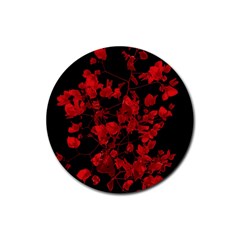 Dark Red Flower Drink Coaster (round) by dflcprints