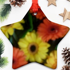 Orange Yellow Daisy Flowers Gerbera Star Ornament by yoursparklingshop