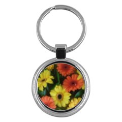 Orange Yellow Daisy Flowers Gerbera Key Chain (round) by yoursparklingshop