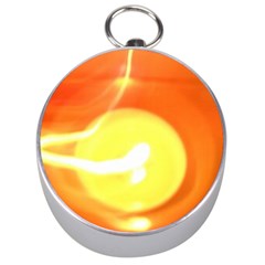 Orange Yellow Flame 5000 Silver Compass by yoursparklingshop