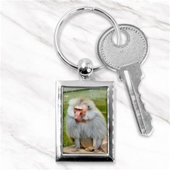 Grey Monkey Macaque Key Chain (rectangle) by yoursparklingshop