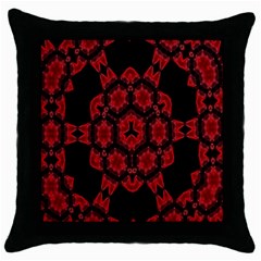 Red Alaun Crystal Mandala Black Throw Pillow Case by lucia