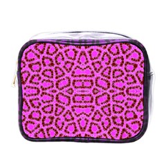 Florescent Pink Animal Print  Mini Travel Toiletry Bag (one Side) by OCDesignss