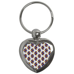 Orange Blue Honeycomb Pattern Key Chain (heart) by LalyLauraFLM