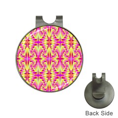 Pink And Yellow Rave Pattern Hat Clip With Golf Ball Marker by KirstenStar