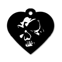 Gothic Skull Dog Tag Heart (two Sided) by ArtistRoseanneJones