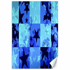 Blue Star Checkers Canvas 12  X 18  (unframed) by ArtistRoseanneJones