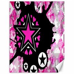 Pink Star Splatter Canvas 12  X 16  (unframed) by ArtistRoseanneJones